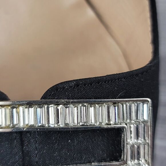 Manolo Blahnik Black 2" Heels Rhinestone Buckle Pointed Toe size 37.5 (7.5 US) - Picture 16 of 16